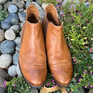 PAUL GREEN JAY WINGTIP CUOIO LEATHER CHELSEA BOOTS, SIZE UK 7/US 9.5